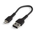 StarTech.com Cavo da USB-A a Lightning da 15cm nero - Robusto e resistente cavo di alimentazione/sincronizzazione in fibra aramidica da USB tipo A da Lightning - Certificato Apple Mfi per iPad/iPhone 12