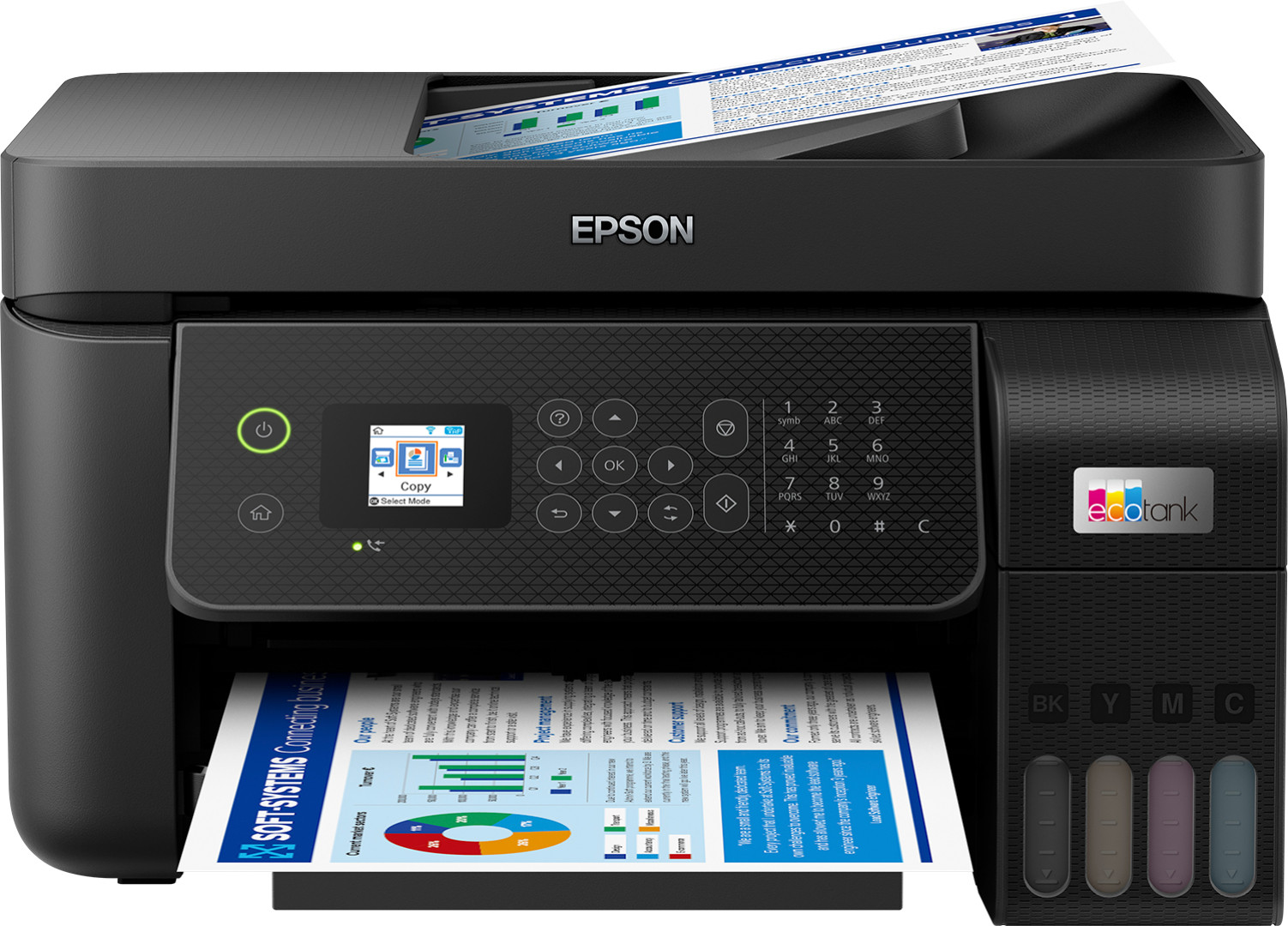 Epson EcoTank ET-4800 stampante multifunzione inkjet 4-in-1 A4, serbatoi ricaricabili alta capacit-, 5 flaconi inclusi pari a 14000pag B/N 5200pag colore, Wi-FI Direct, USB